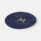 Eenvoudige Marine Waterverf & Gouden Bruiloft Mono Papieren Bordje (Gekanteld)