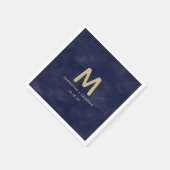 Eenvoudige Marine Waterverf & Gouden Bruiloft Mono Servet (Hoek)