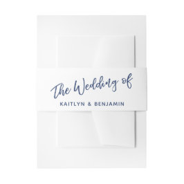 Eenvoudige marine & witte typografie De bruiloft v Uitnodigingen Wikkel