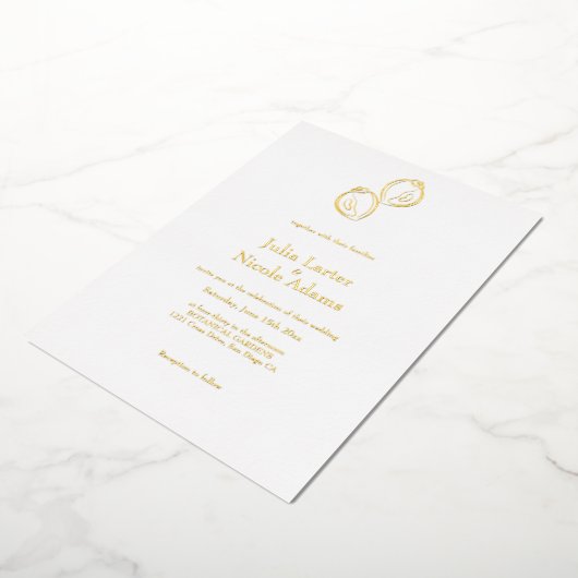 Eenvoudige Marine zeeschelpen Conch minimalistisch Folie Uitnodiging (Gedraaid)