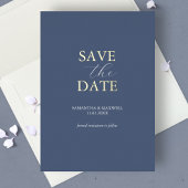 Eenvoudige marineblauw bespaart de datum van het h folie uitnodiging