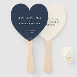 Eenvoudige marineblauw en Ivory Quote Wedding Handwaaier