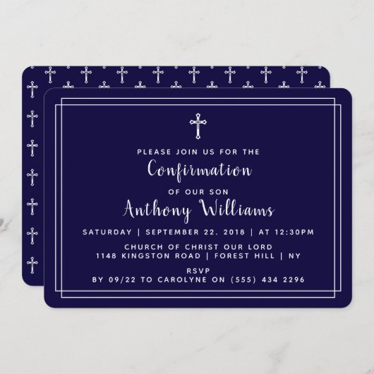 Eenvoudige marineblauw en witte Heilige Kruis beve Kaart (Voorkant / Achterkant)