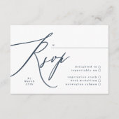 Eenvoudige marineblauw en witte moderne kalligrafi RSVP kaartje (Voorkant)