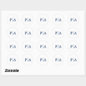 Eenvoudige marineblauw en witte monogram bruiloft ronde sticker (Vel)
