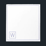 Eenvoudige marineblauw en witte monogram notitieblok<br><div class="desc">Dit monogram notitieblok is voorzien van een eenvoudig en minimaal monogram in klassiek marineblauw en wit dat u kunt personaliseren met uw keuze van initiaal. Geweldig voor cadeautassen.</div>