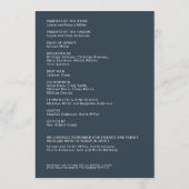 Eenvoudige marineblauw geïsoleerde namen trouwcere programmakaart (Achterkant)