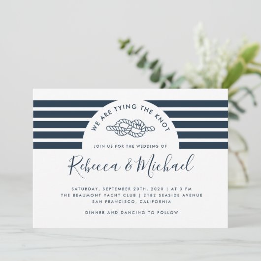 Eenvoudige marineblauw handtand met de knoop kaart (Staand voorkant)