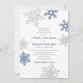 Eenvoudige marineblauw Silver Snowflake Winter Wed Kaart (Voorkant)