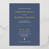 Eenvoudige marineblauwe bruiloft folie uitnodiging (Voorkant)