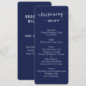 Eenvoudige marineblauwe doopmenu kaarten (Voorkant / Achterkant)