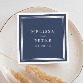 Eenvoudige marineblauwe en witte bruiloft servetten