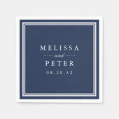 Eenvoudige marineblauwe en witte bruiloft servetten (Voorkant)