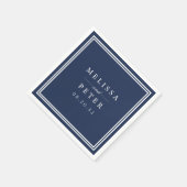 Eenvoudige marineblauwe en witte bruiloft servetten (Hoek)