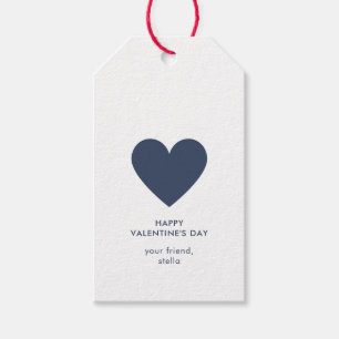 Eenvoudige marineblauwe hartstippen Gelukkige Vale Cadeaulabel