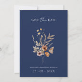 Eenvoudige marineblauwe herfst Herfst Wildflower b Save The Date (Voorkant)