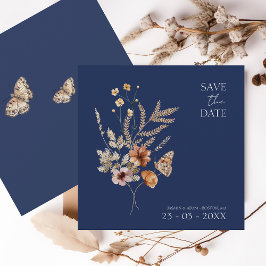 Eenvoudige marineblauwe herfst Herfst Wildflower b Save The Date