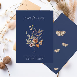Eenvoudige marineblauwe herfst Herfst Wildflower b Save The Date