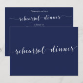 Eenvoudige marineblauwe huwelijksrepetitie uitnodi kaart (Voorkant / Achterkant)