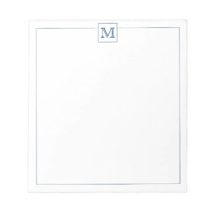 Eenvoudige marineblauwe Initiaal Monogram Square b Notitieblok