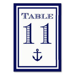 Eenvoudige marineblauwe lijst anker tafelkaart #11 kaart