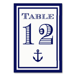Eenvoudige marineblauwe lijst anker tafelkaart #12 kaart