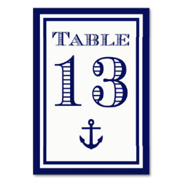 Eenvoudige marineblauwe lijst anker tafelkaart #13 kaart