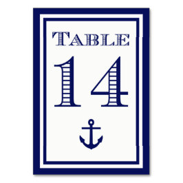 Eenvoudige marineblauwe lijst anker tafelkaart #14 kaart