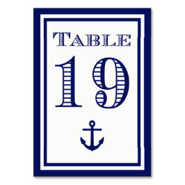 Eenvoudige marineblauwe lijst anker tafelkaart #19 kaart