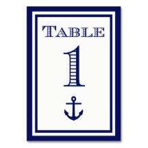 Eenvoudige marineblauwe lijst anker tafelkaart #1