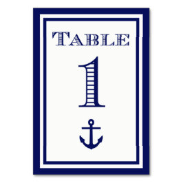 Eenvoudige marineblauwe lijst anker tafelkaart #1 kaart