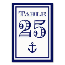 Eenvoudige marineblauwe lijst anker tafelkaart #1