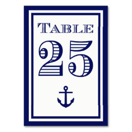 Eenvoudige marineblauwe lijst anker tafelkaart #1 kaart
