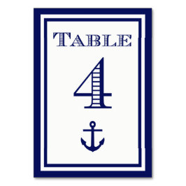 Eenvoudige marineblauwe lijst anker tafelkaart #4 kaart