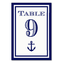 Eenvoudige marineblauwe lijst anker tafelkaart #9 kaart