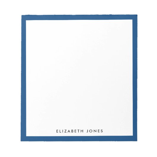 Eenvoudige marineblauwe, moderne, stijlvolle grens notitieblok (Voorkant)
