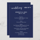Eenvoudige marineblauwe trouwmenu kaarten (Voorkant / Achterkant)