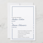 Eenvoudige marinegrens Joodse bruiloft-uitnodiging Kaart (Voorkant)