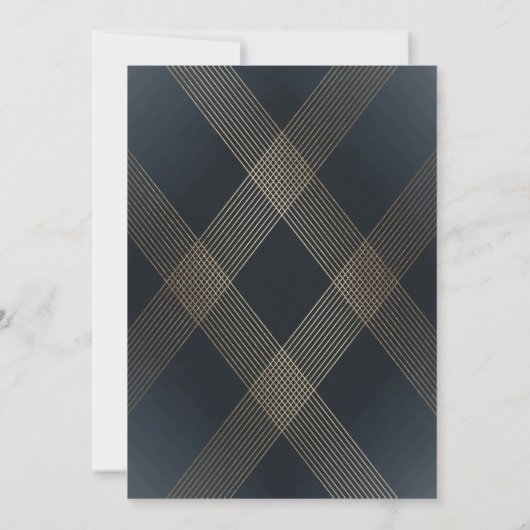 Eenvoudige marinemacht Modern Geometric Gold Weddi Kaart (Achterkant)
