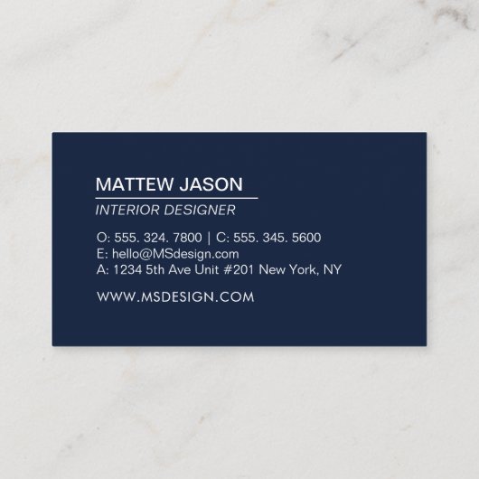 Eenvoudige marineminimultistische Visitekaartjes (Achterkant)