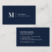 Eenvoudige marineminimultistische Visitekaartjes (Voorkant / Achterkant)