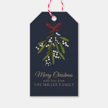 Eenvoudige marinemistletoe kerstcadeau label