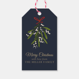 Eenvoudige marinemistletoe kerstcadeau label cadeaulabel
