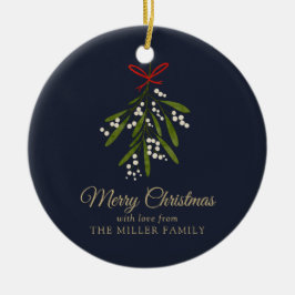 Eenvoudige marinemistletoe kerstfoto keramisch ornament