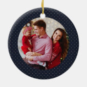 Eenvoudige marinemistletoe kerstfoto keramisch ornament (Achterkant)