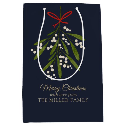 Eenvoudige marinemistletoe Kerstmis Medium Cadeauzakje (Voorkant)
