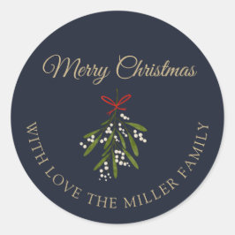 Eenvoudige marinemistletoe Kerstmis Ronde Sticker