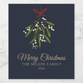 Eenvoudige marinemistletoe Kerstmis Wijn Etiket (Enkel label)