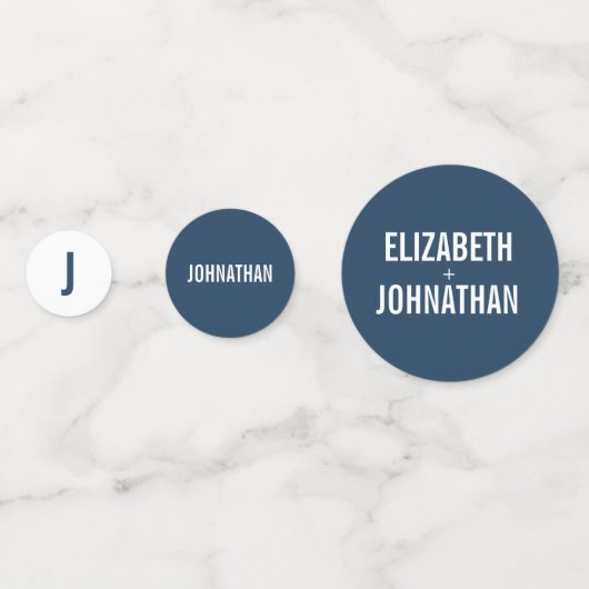 Eenvoudige marineslag en mosterd Blue Typography W Confetti (Voorkanten)