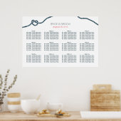 Eenvoudige marinesurft Blue Knot Wedding Seating C Poster (Keuken)